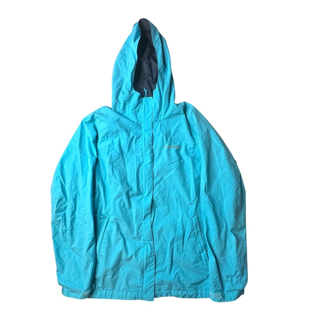 Columbia Rain Jacket Womens Medium Blue XL3016 Arcadia Hooded Windbreaker Coat